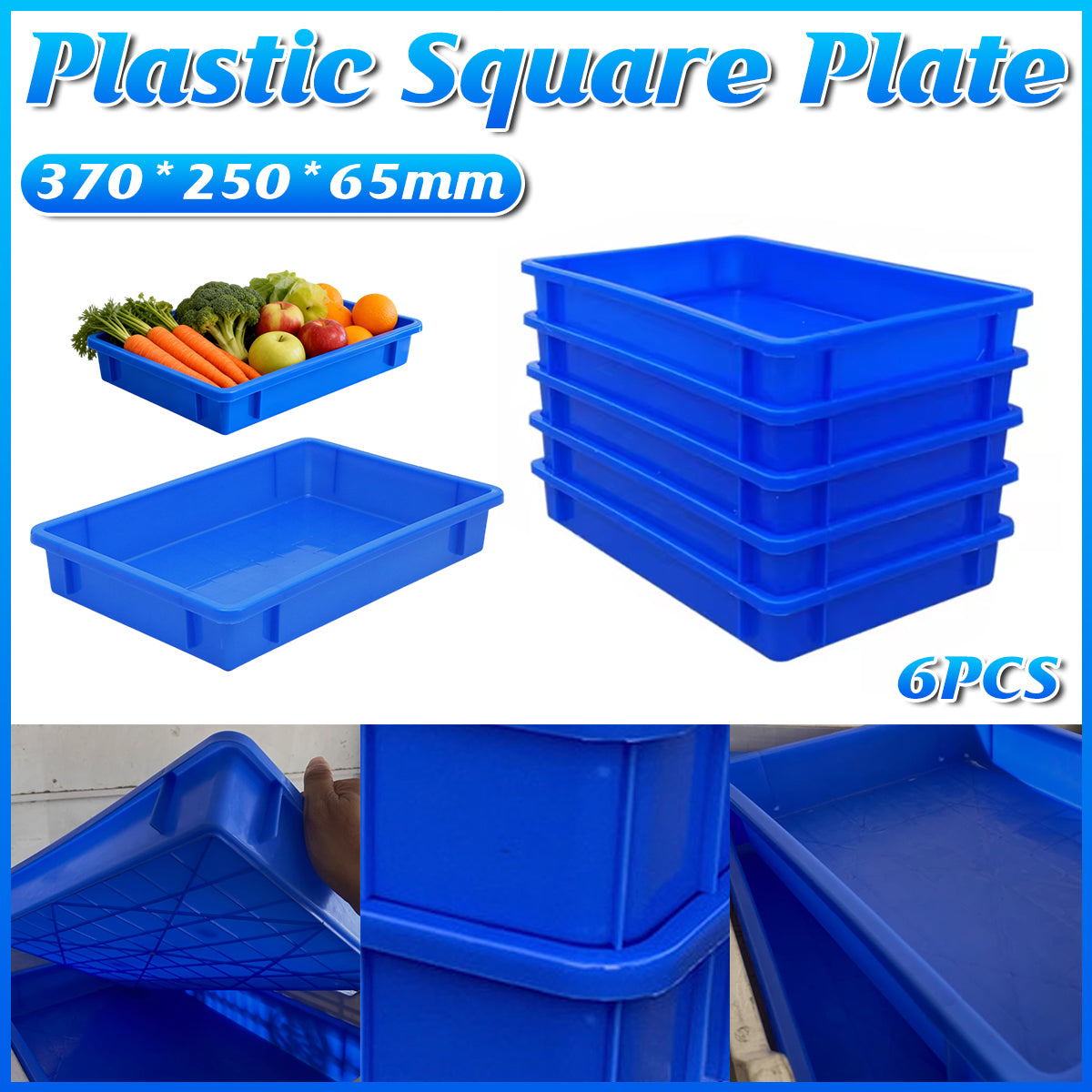 Stackable Plastic Food Storage Containers 6pcs