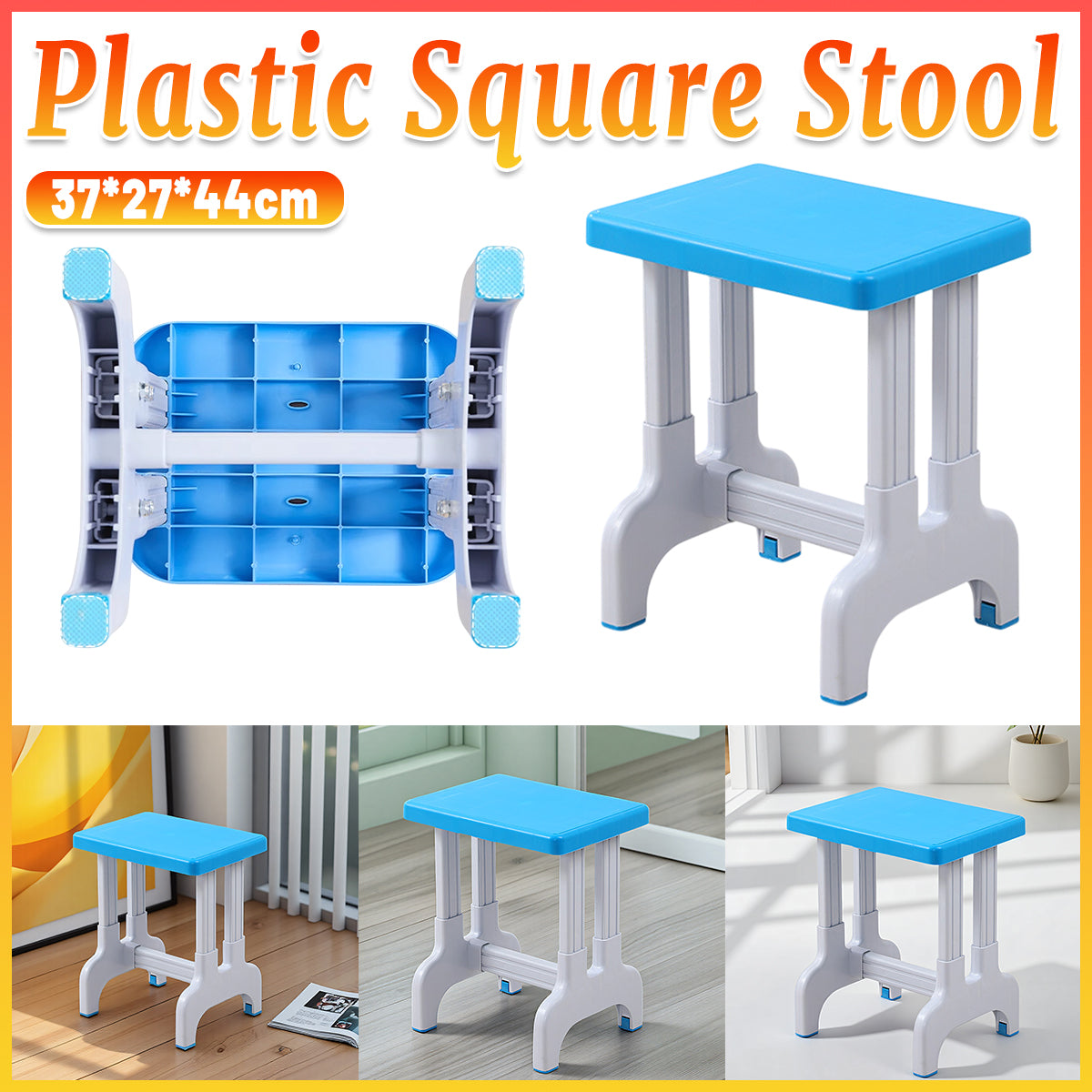 Plastic Square Stool Non Slip Durable Seat for Classroom Home
