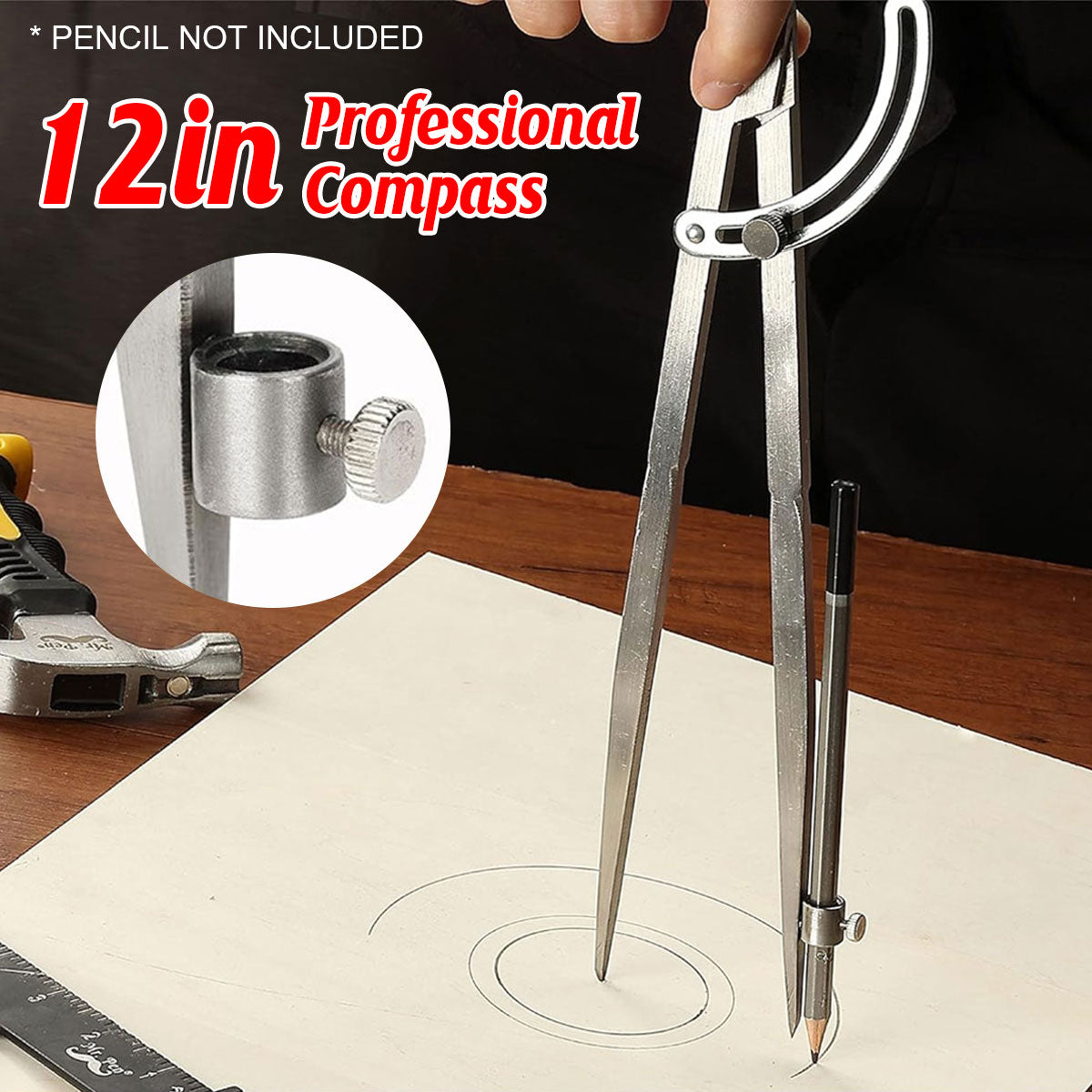 Professional Compass Carbon Steel Drawing Tool for Math Engineering