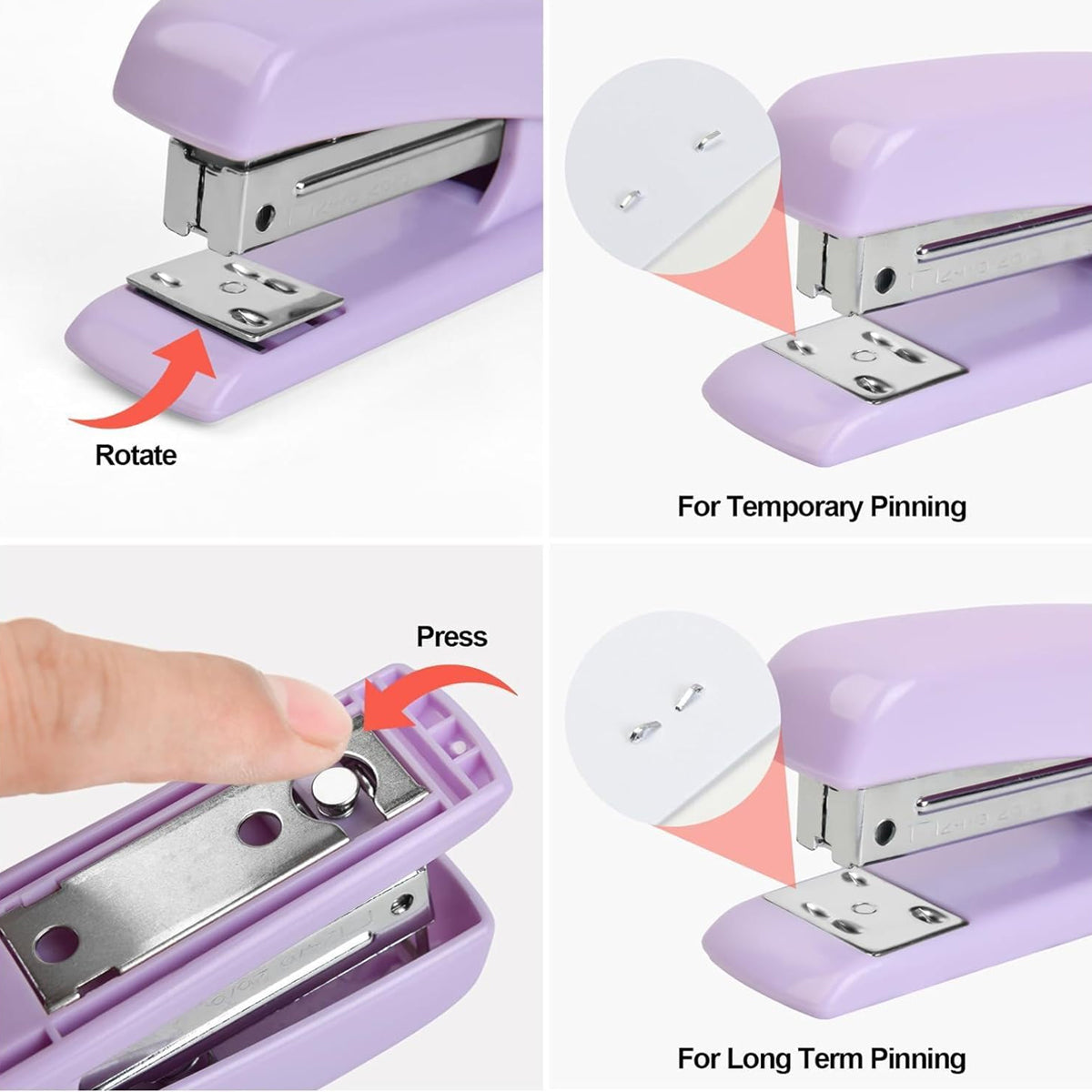 Purple Office Supplies Set with Stapler and Scissors