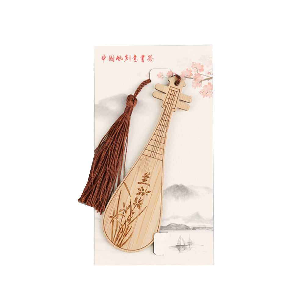 Bamboo Bookmark Chinese Style Instrument and Fan Shape