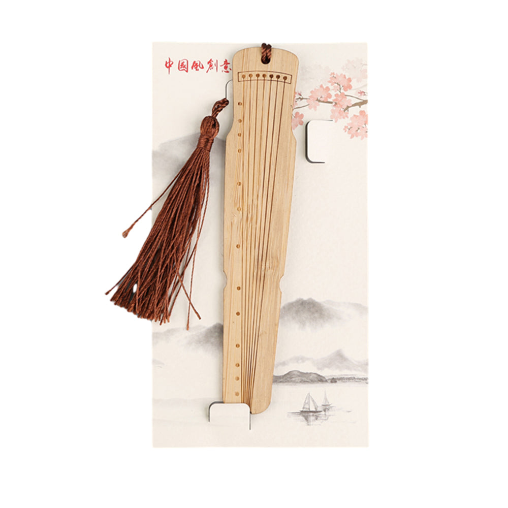 Bamboo Bookmark Chinese Style Instrument and Fan Shape
