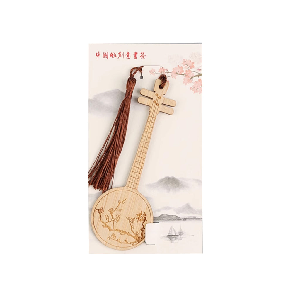 Bamboo Bookmark Chinese Style Instrument and Fan Shape