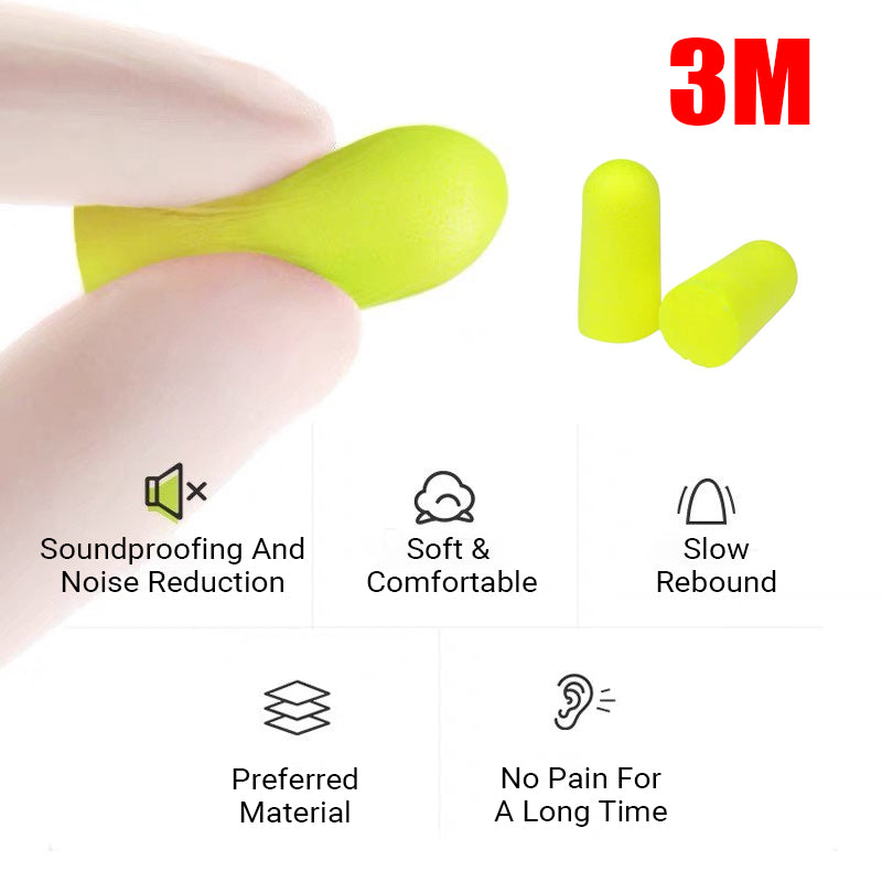 3M Foam Earplugs Yellow Moisture Resistant Soft Fit