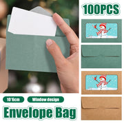 100 Pcs Kraft Window Envelopes Self-Seal