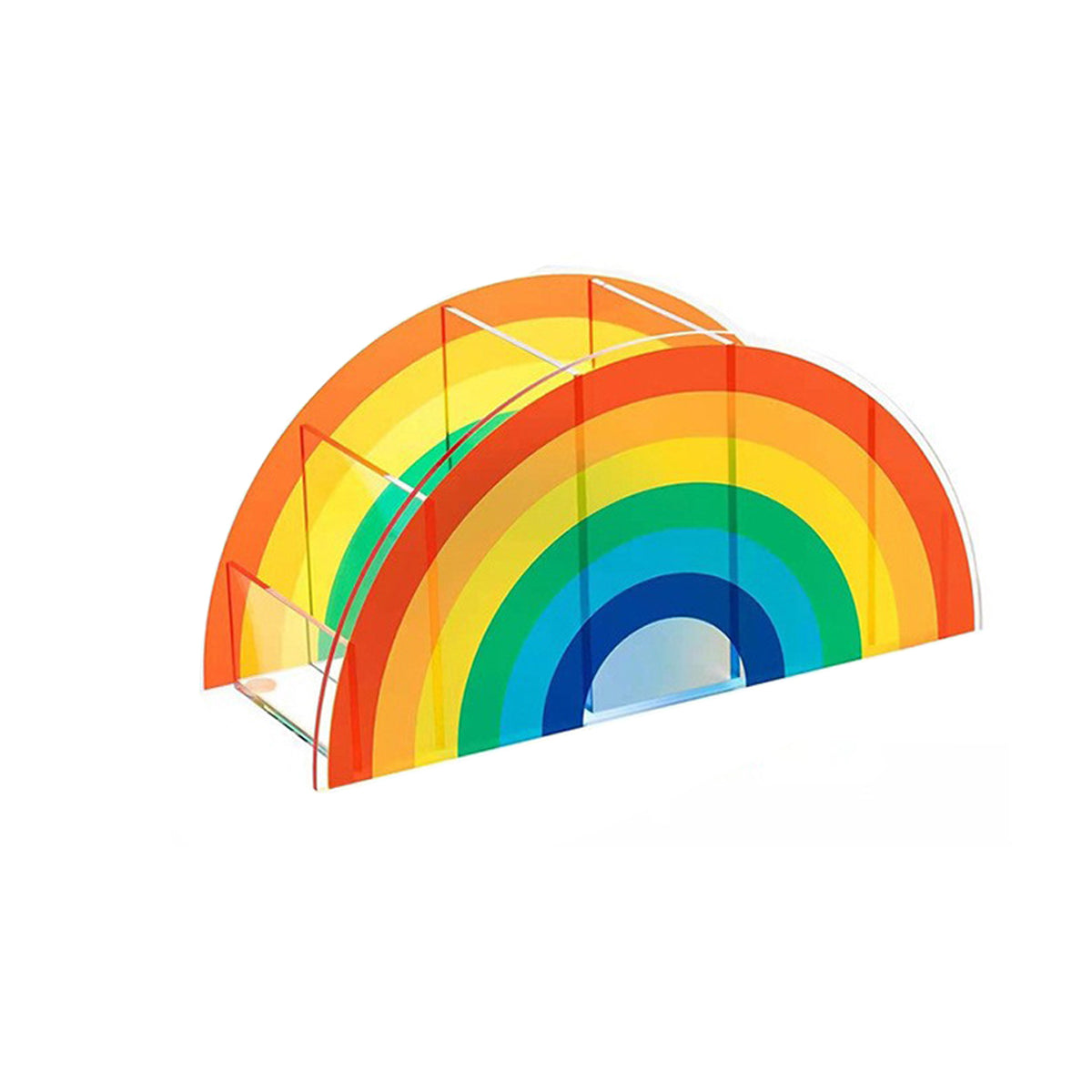 Desktop Organiser Rainbow 5-Compartment Plastic Stationery Box