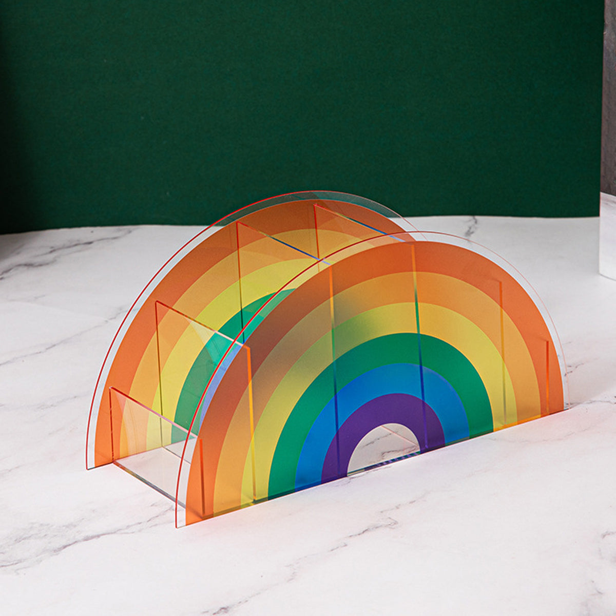 Desktop Organiser Rainbow 5-Compartment Plastic Stationery Box