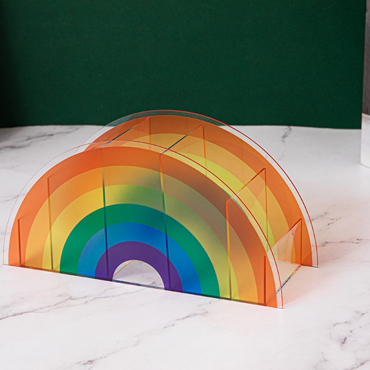 Desktop Organiser Rainbow 5-Compartment Plastic Stationery Box