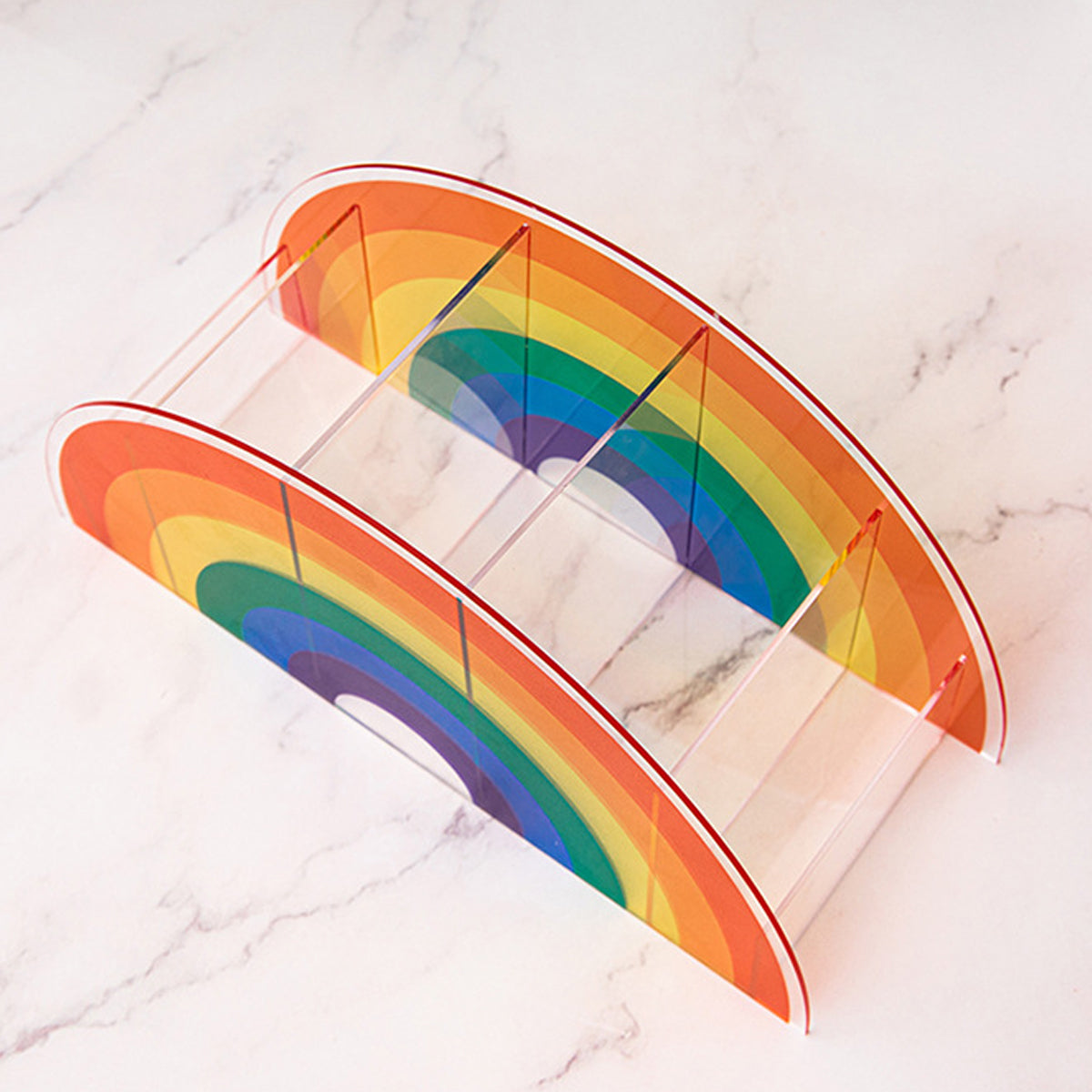 Desktop Organiser Rainbow 5-Compartment Plastic Stationery Box