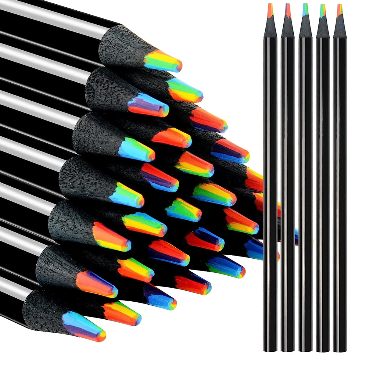 16 Pcs Rainbow Colour Pencils Multicolour Gradient Black Barrel