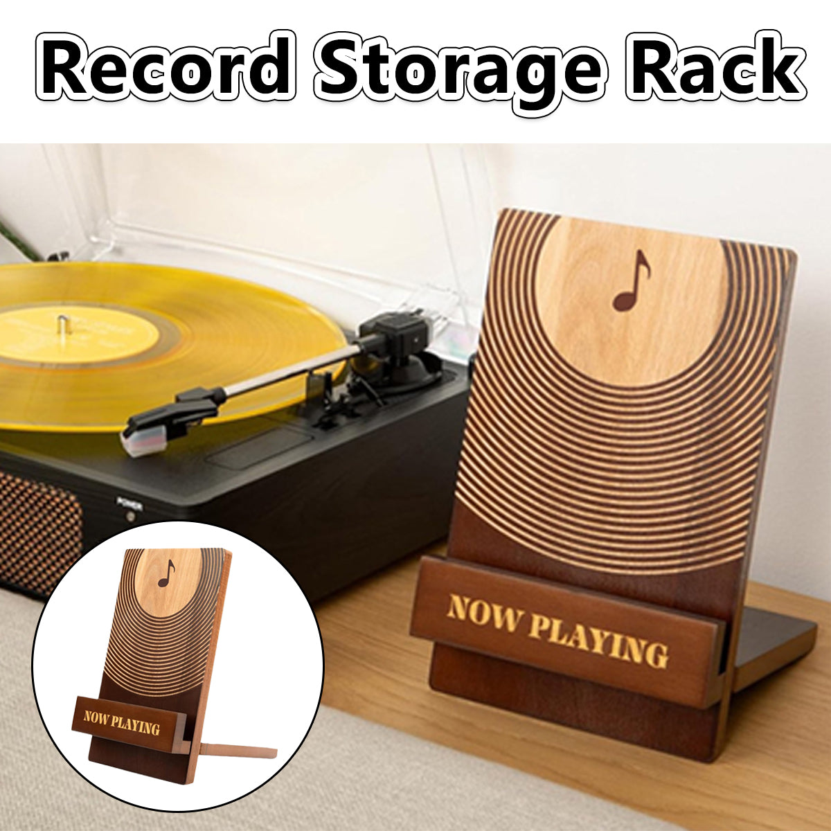 Solid Pine Wood Vinyl Record Storage Display Rack