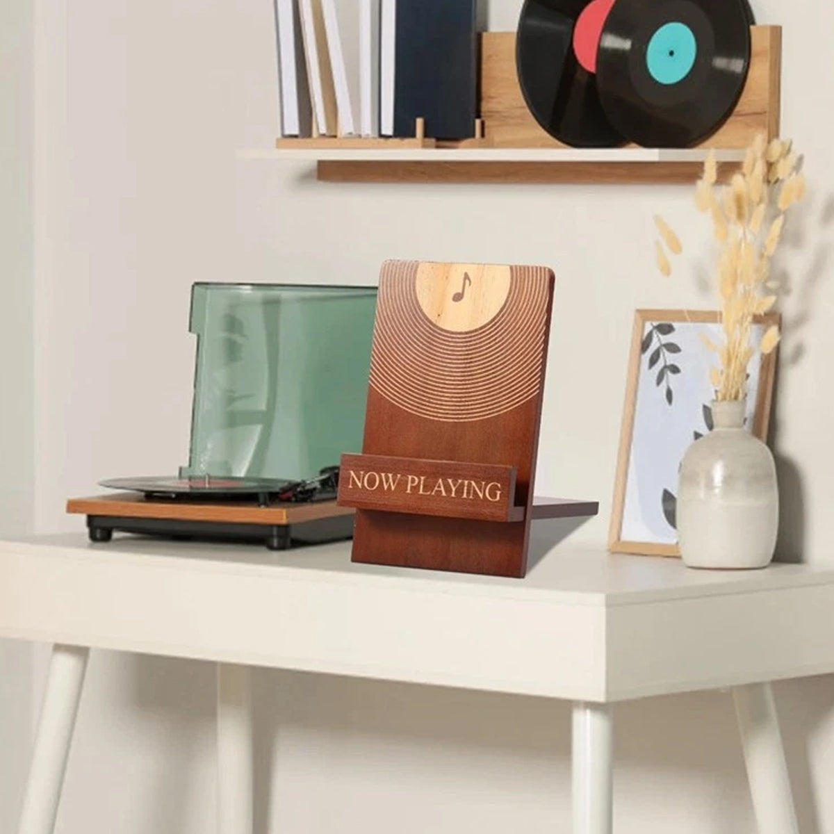 Solid Pine Wood Vinyl Record Storage Display Rack