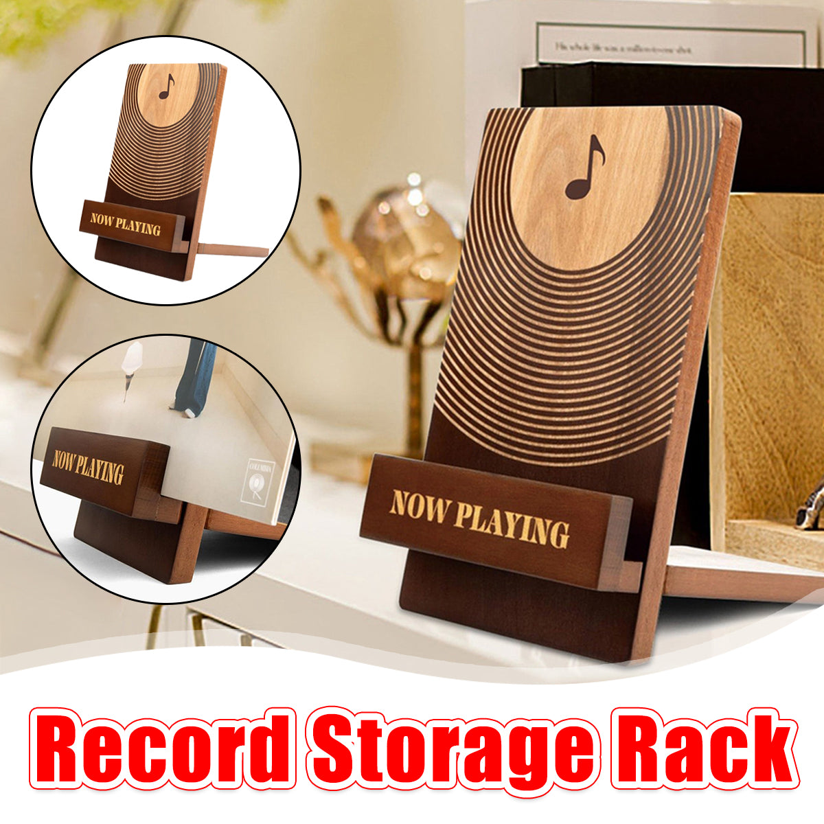 Solid Pine Wood Vinyl Record Storage Display Rack