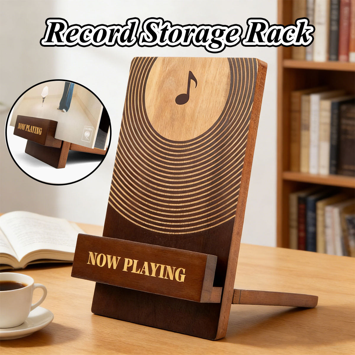 Solid Pine Wood Vinyl Record Storage Display Rack