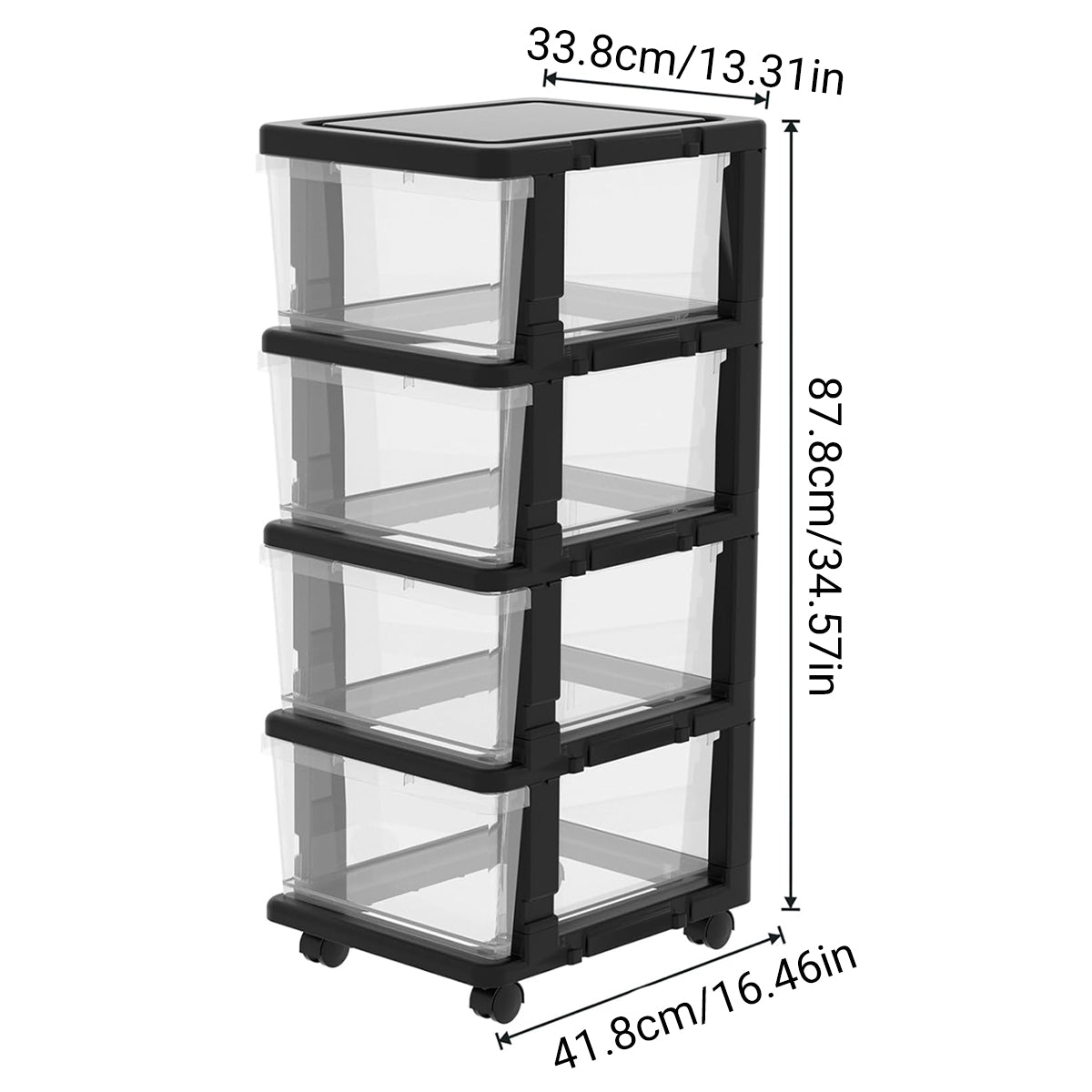4-Tier Drawer Storage Cabinet with Locking Wheels