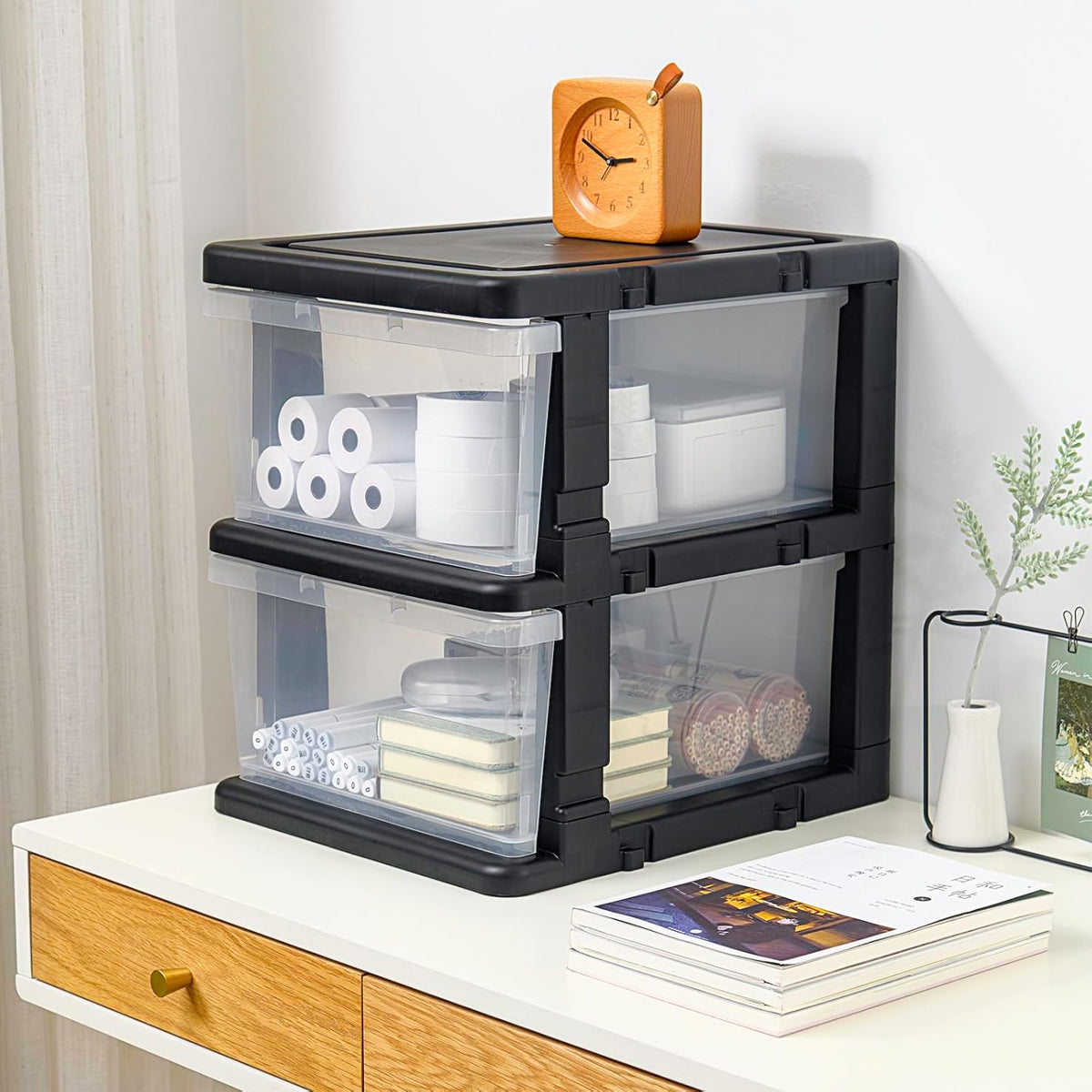 4-Tier Drawer Storage Cabinet with Locking Wheels