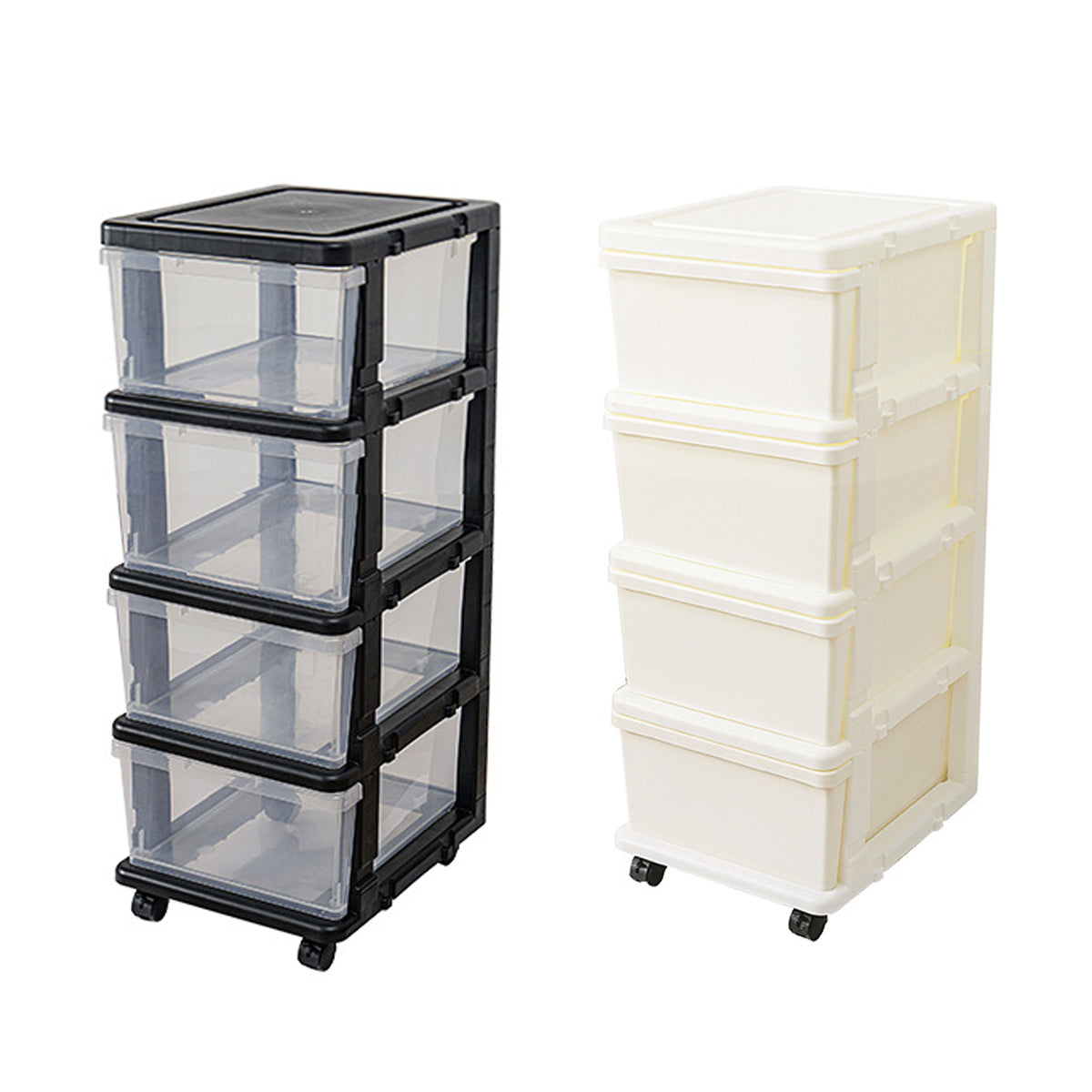 4-Tier Drawer Storage Cabinet with Locking Wheels