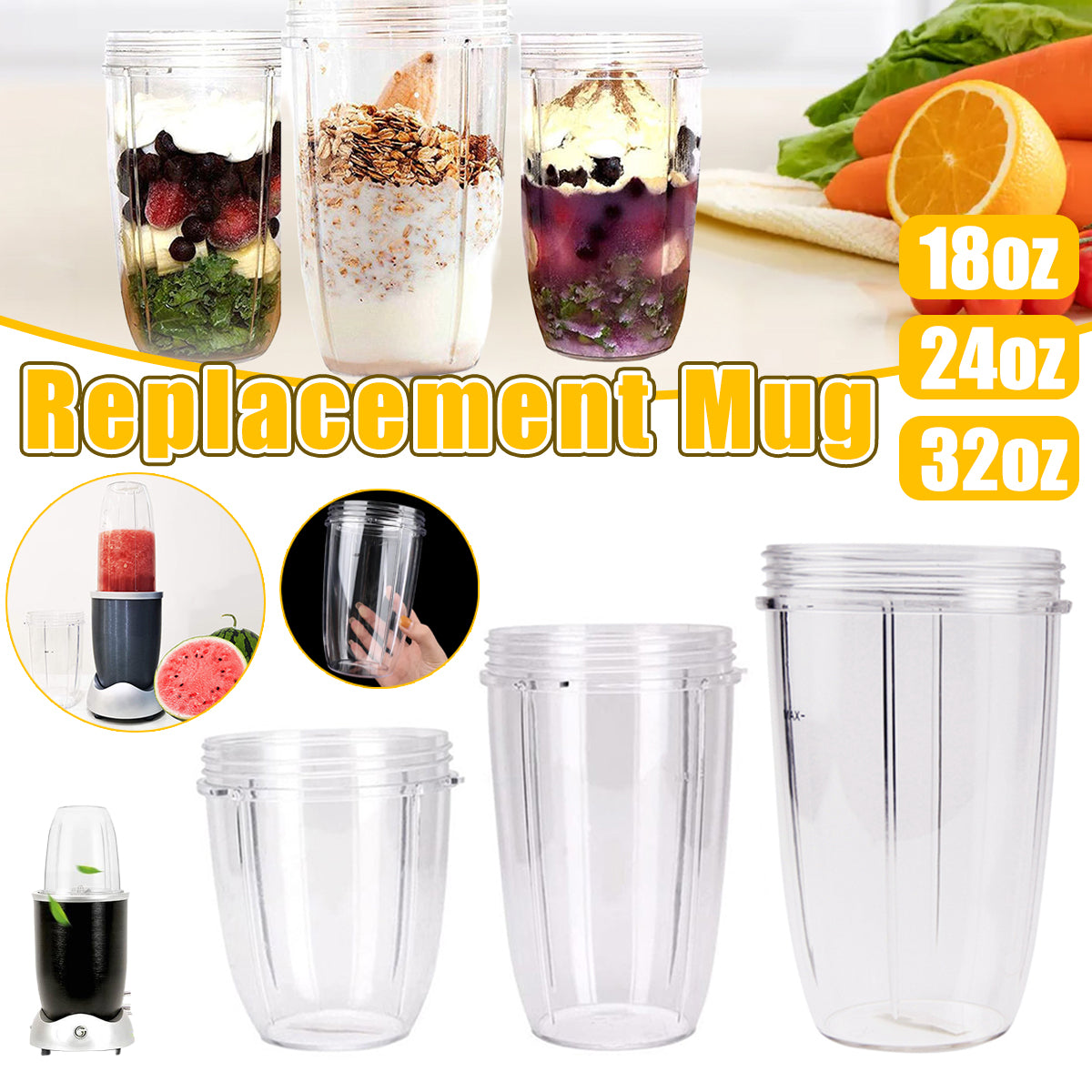 Blender Cup Replacement BPA-Free for Ice Crushing