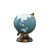 Resin Globe Pen Holder European Style Blue with Bronze Accents