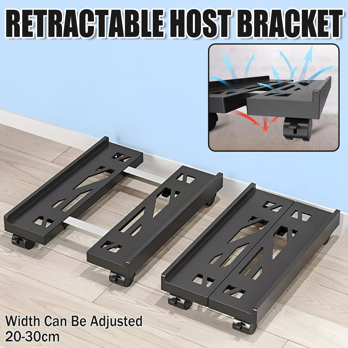 Retractable Computer Tower Stand with Wheels