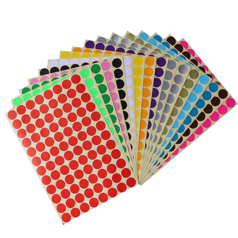 25mm Round Sticker Dots Adhesive Labels 1/5/15 Sheets
