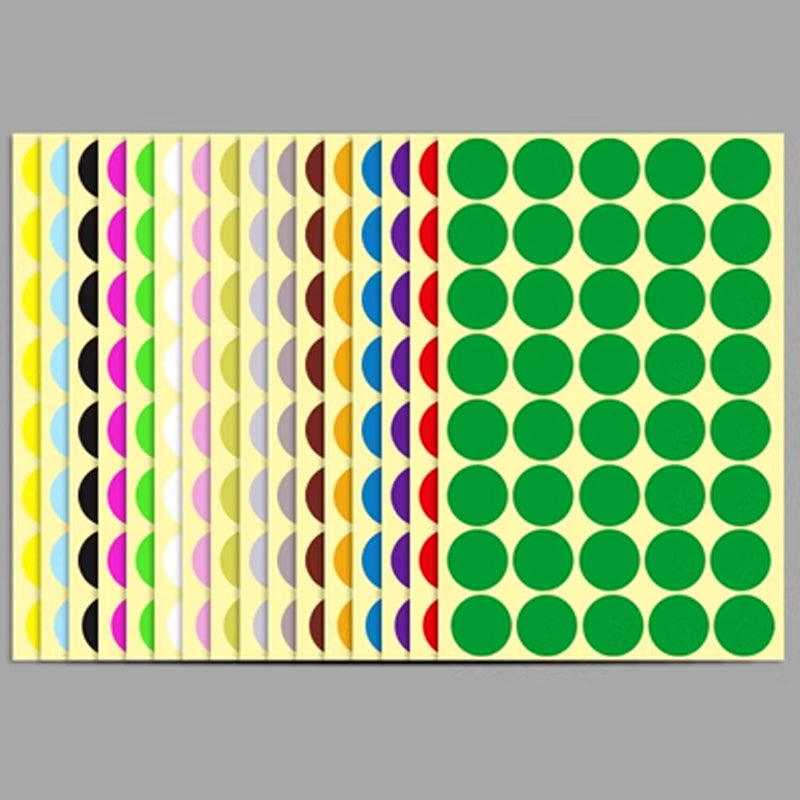 13mm Round Sticker Dots Adhesive Labels 1/5/15 Sheets
