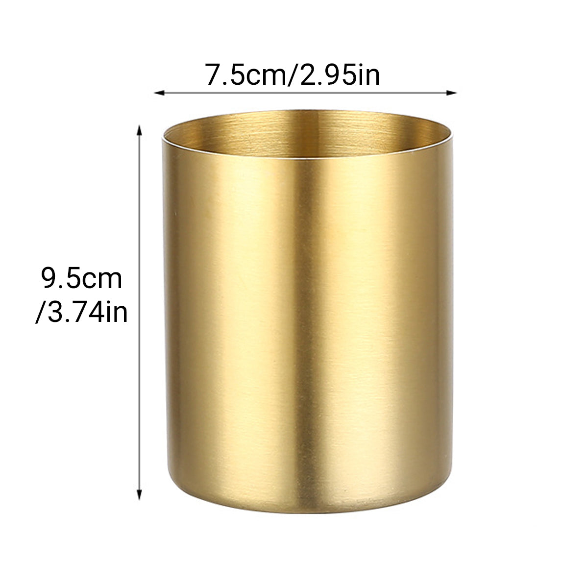 Stainless Steel Round Pen Holder Brushed Finish Non-Slip Base