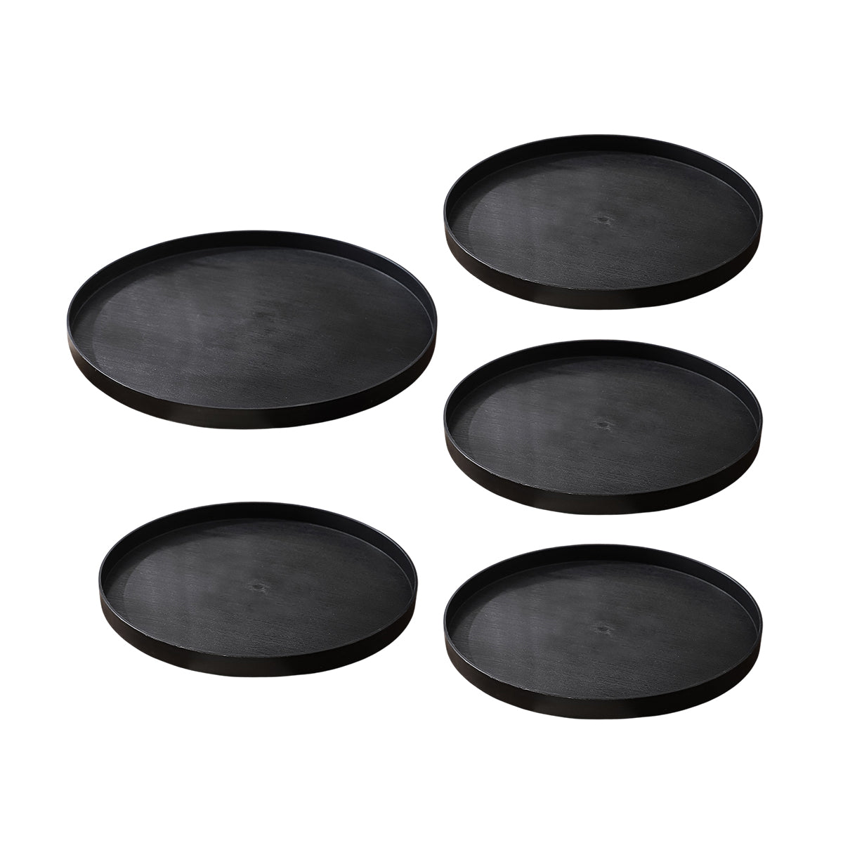 5pcs Wood Grain Round Serving Tray Set in 2 Sizes