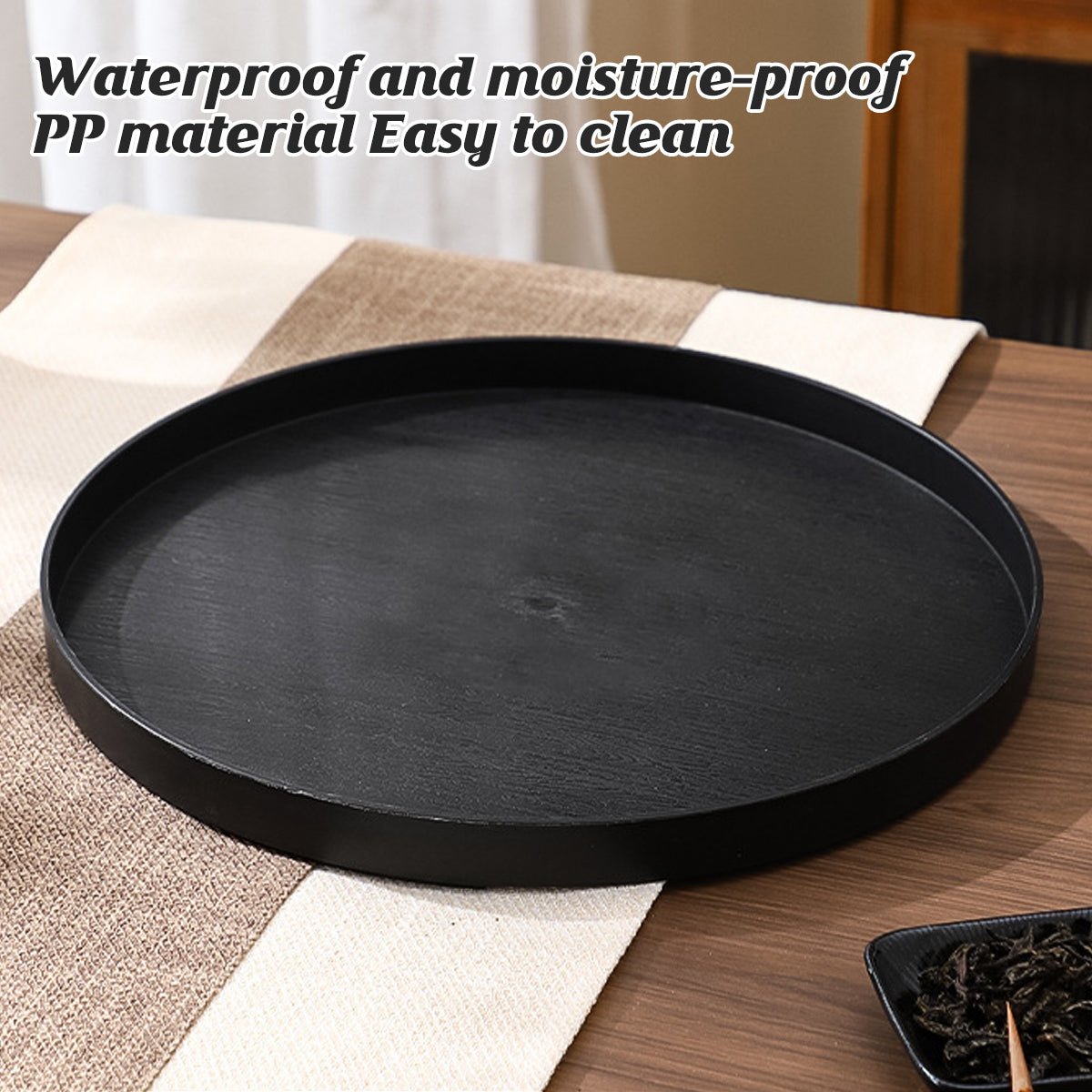 5pcs Wood Grain Round Serving Tray Set in 2 Sizes