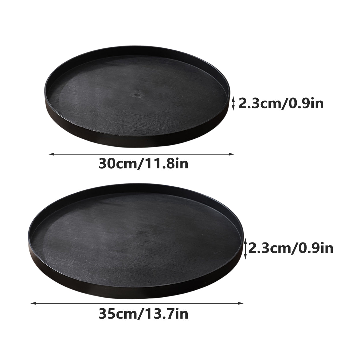 5pcs Wood Grain Round Serving Tray Set in 2 Sizes