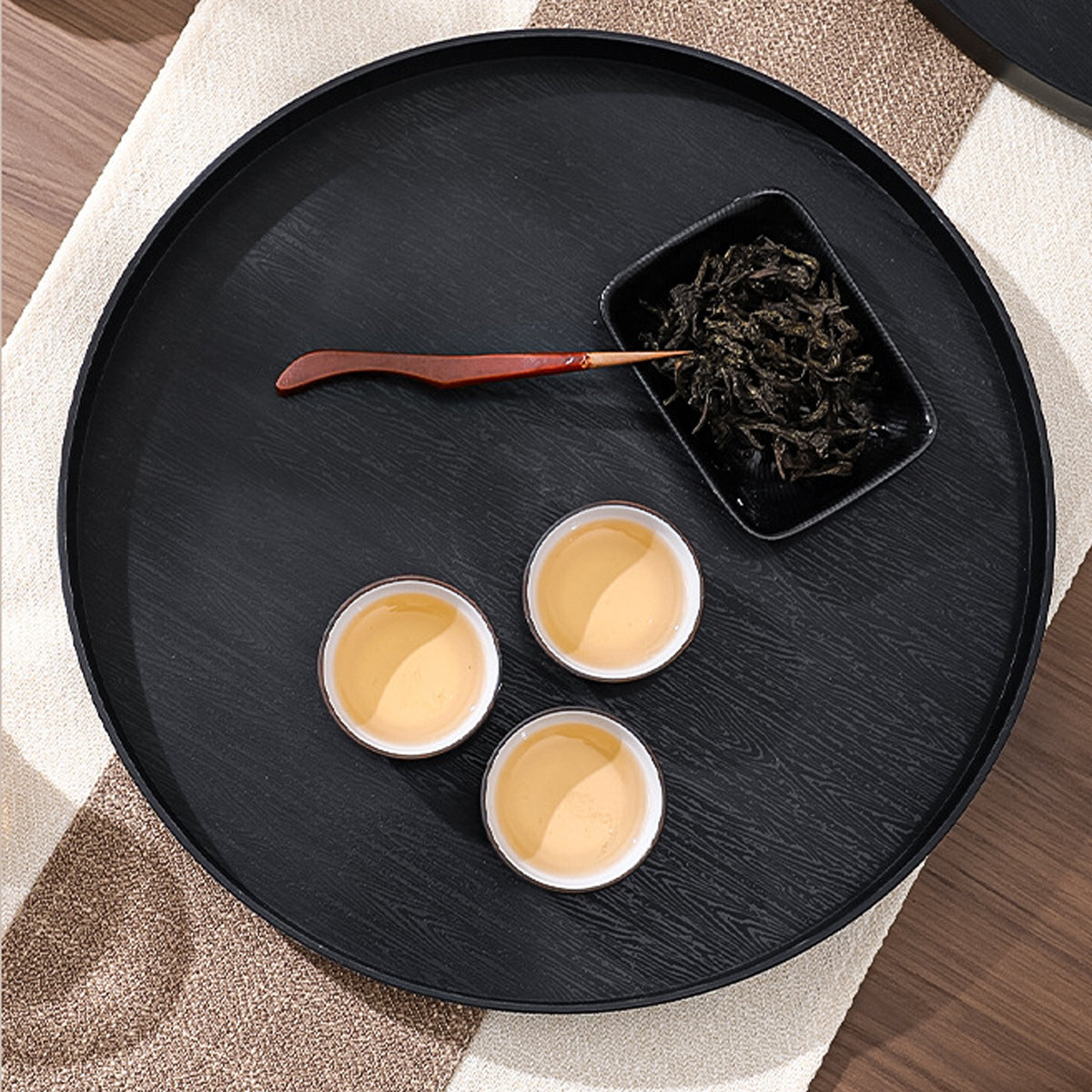 5pcs Wood Grain Round Serving Tray Set in 2 Sizes