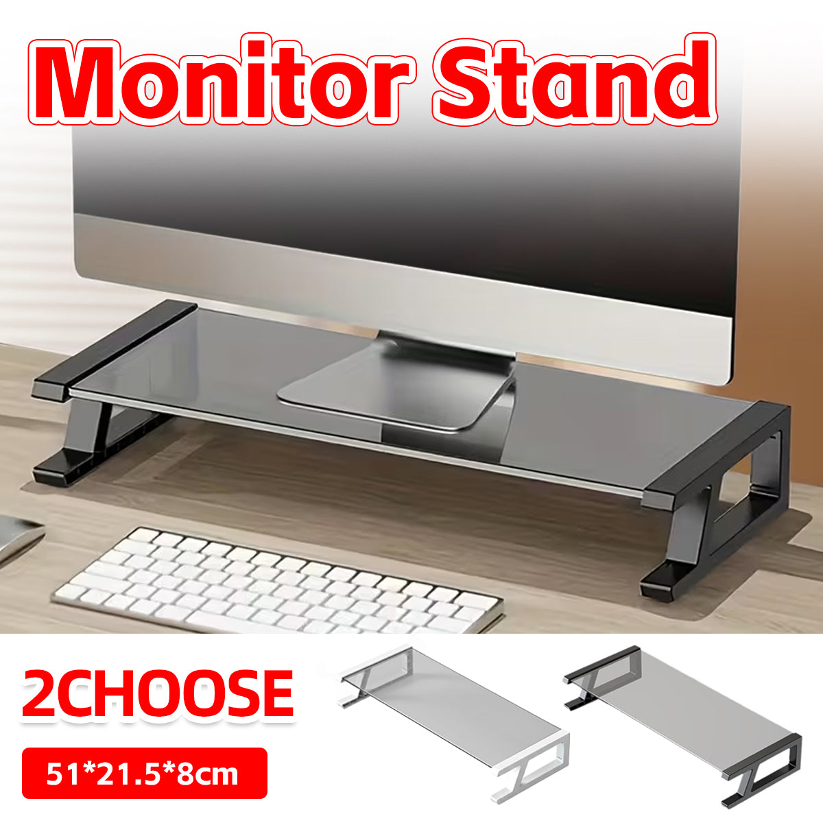 Monitor Stand Riser with Tempered Glass