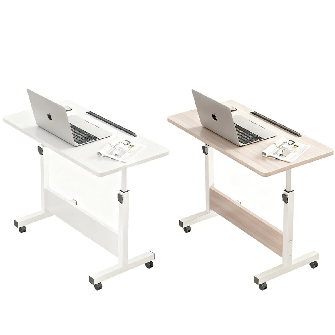 Moveable Foldable Table with Wheels Adjustable Height