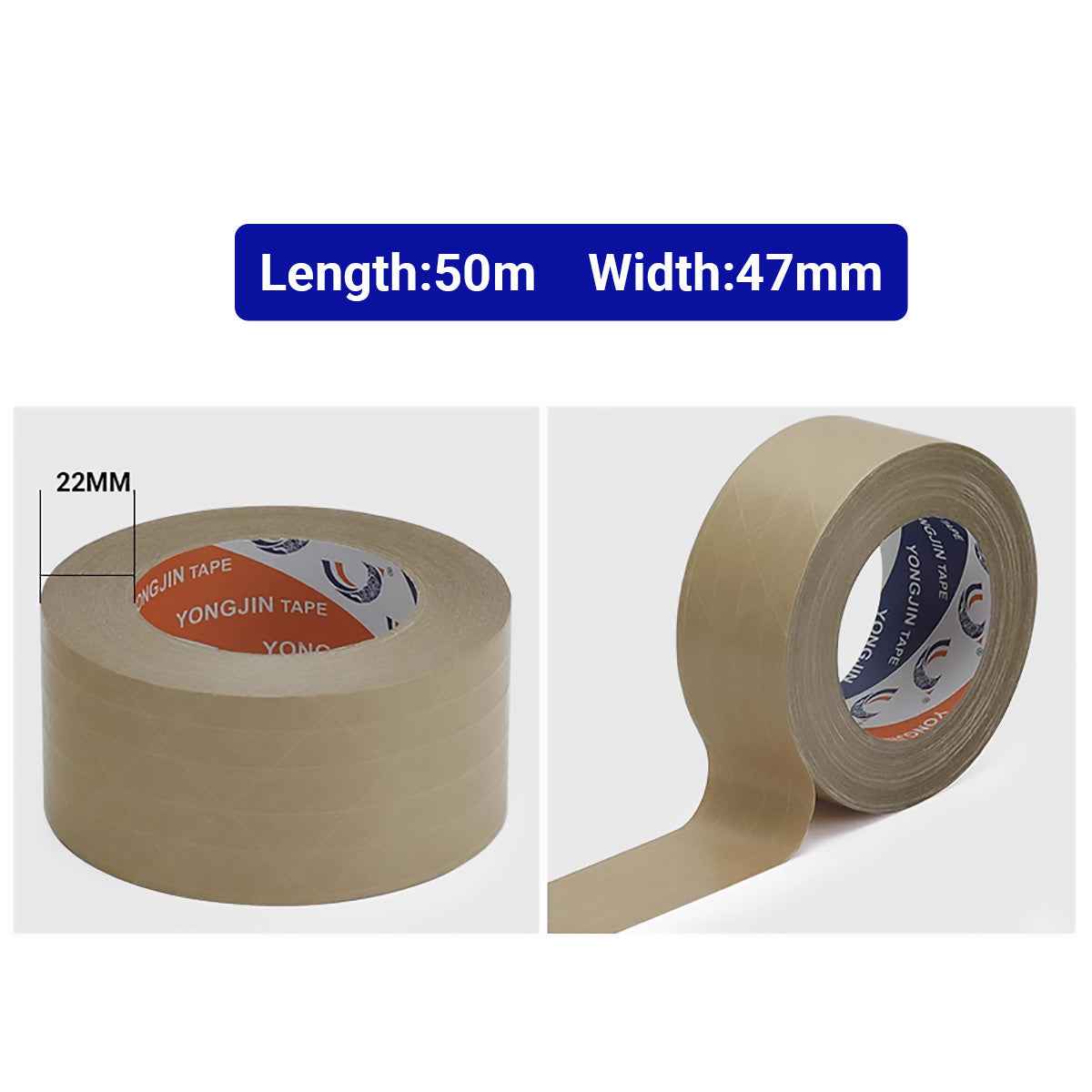 36 Rolls Kraft Paper Tape with Thread 47mm x 50m Self Adhesive