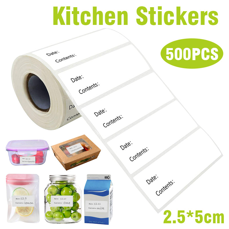 500 Pcs Food Storage Date Content Labels Removable Paper Roll