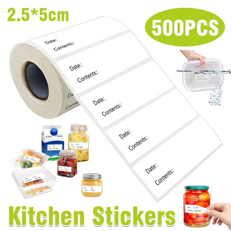 500 Pcs Food Storage Date Content Labels Removable Paper Roll