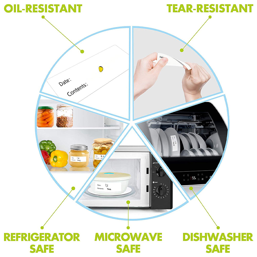 500 Pcs Food Storage Date Content Labels Removable Paper Roll