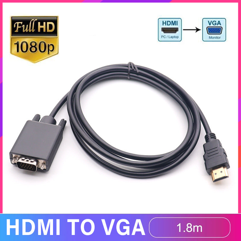 1.8m Gold-Plated HDMI to VGA Adapter Cable 1080P