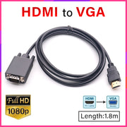 1.8m Gold-Plated HDMI to VGA Adapter Cable 1080P