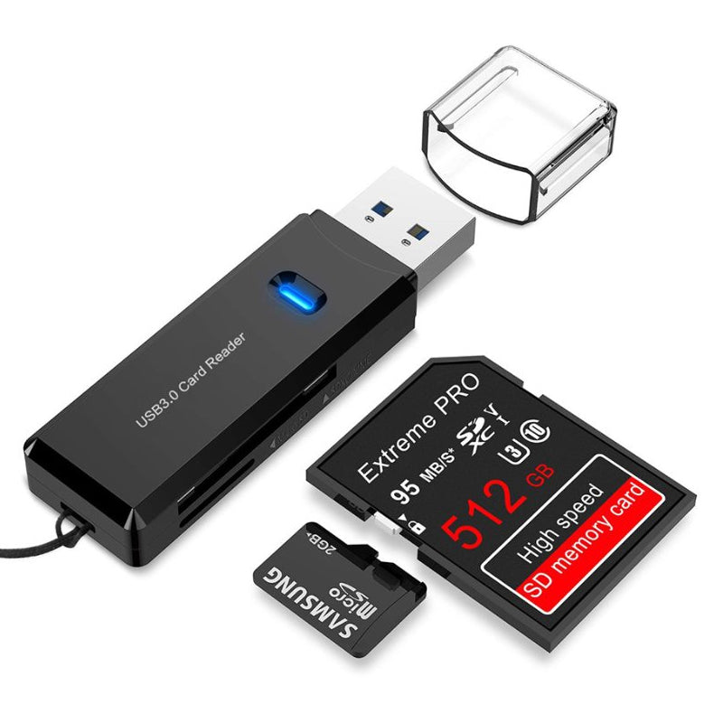 USB 3.0 Card Reader 2-in-1 for SD MicroSD Cards