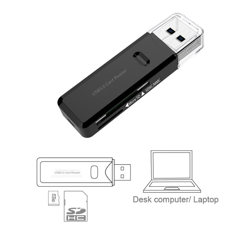 USB 3.0 Card Reader 2-in-1 for SD MicroSD Cards