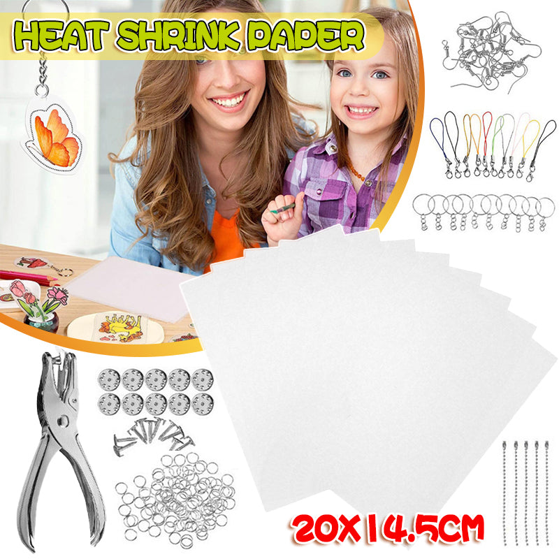 DIY Heat Shrink Plastic Sheet Kit with 182 Pieces