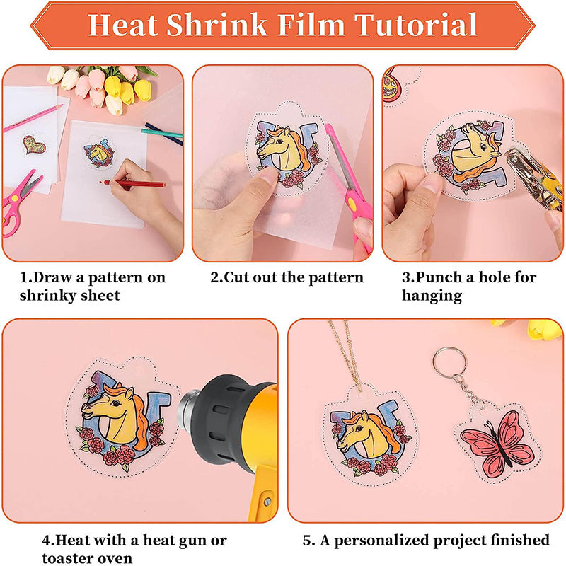 DIY Heat Shrink Plastic Sheet Kit with 182 Pieces