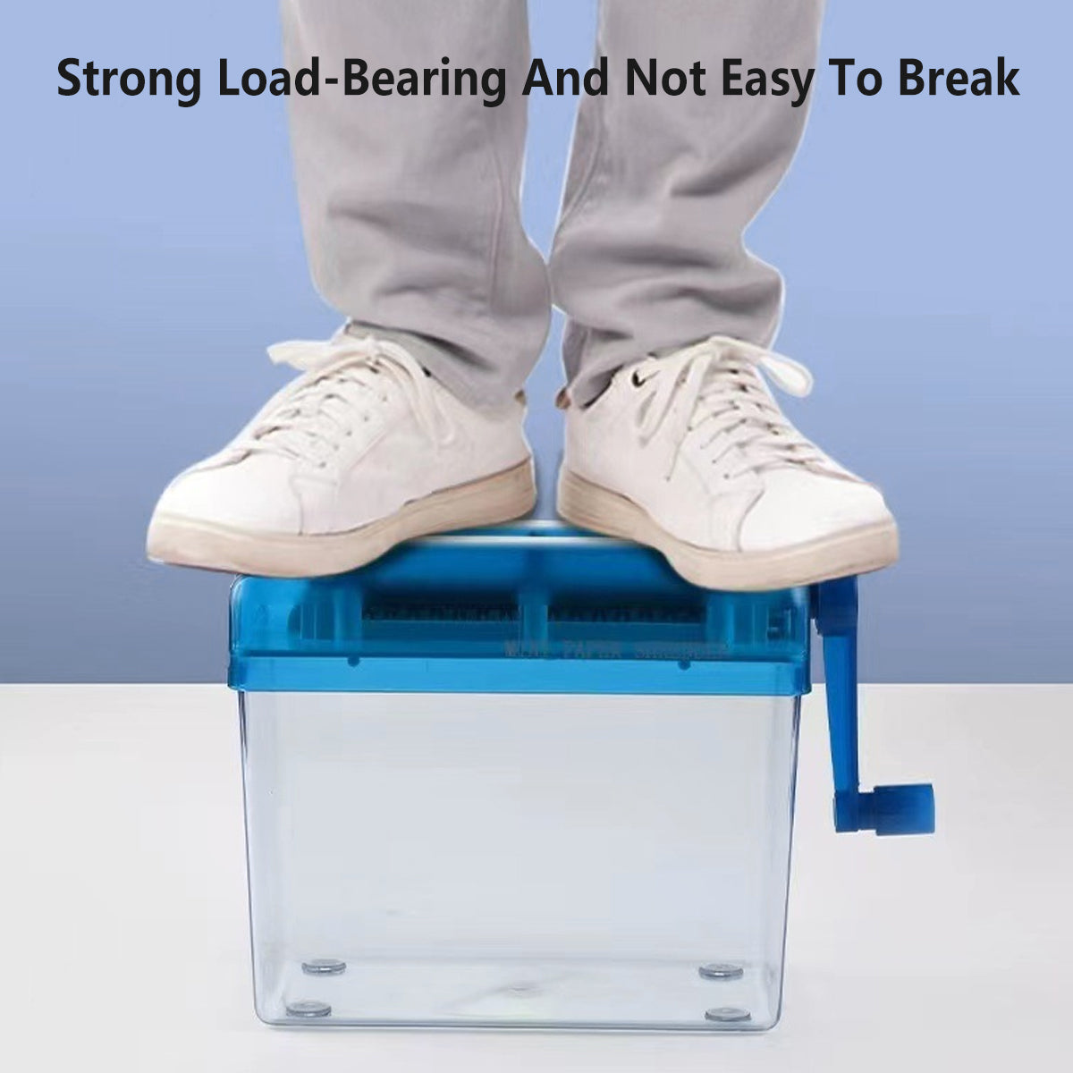 A6 Manual Paper Shredder Portable 3mm Strip Cut with Bin