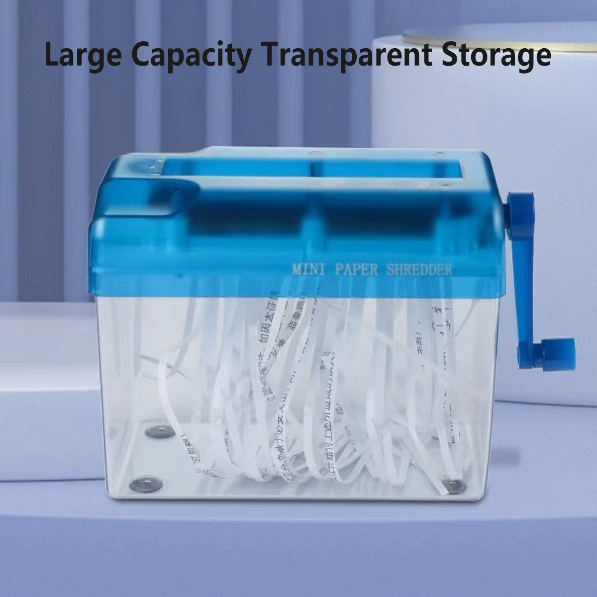 A6 Manual Paper Shredder Portable 3mm Strip Cut with Bin