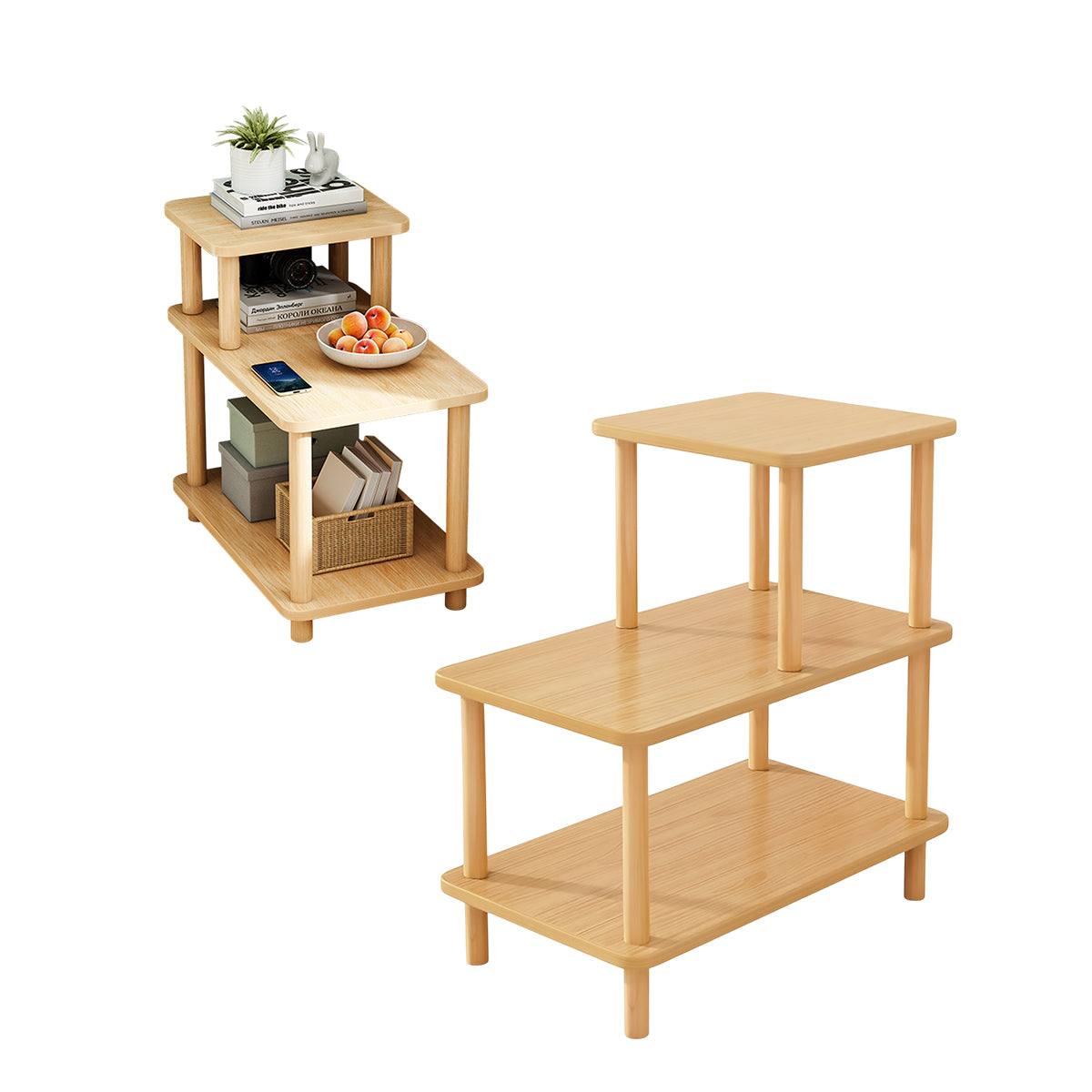 3-Tier Sofa Side Table Storage Shelf