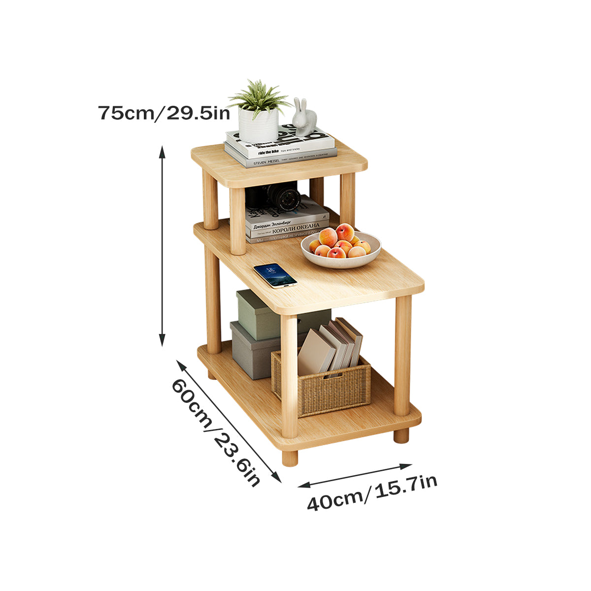 3-Tier Sofa Side Table Storage Shelf