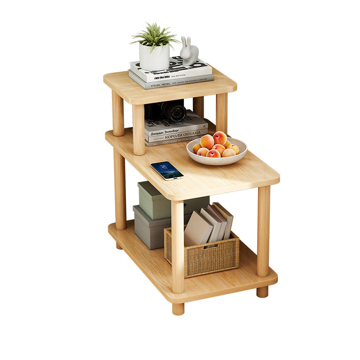 3-Tier Sofa Side Table Storage Shelf