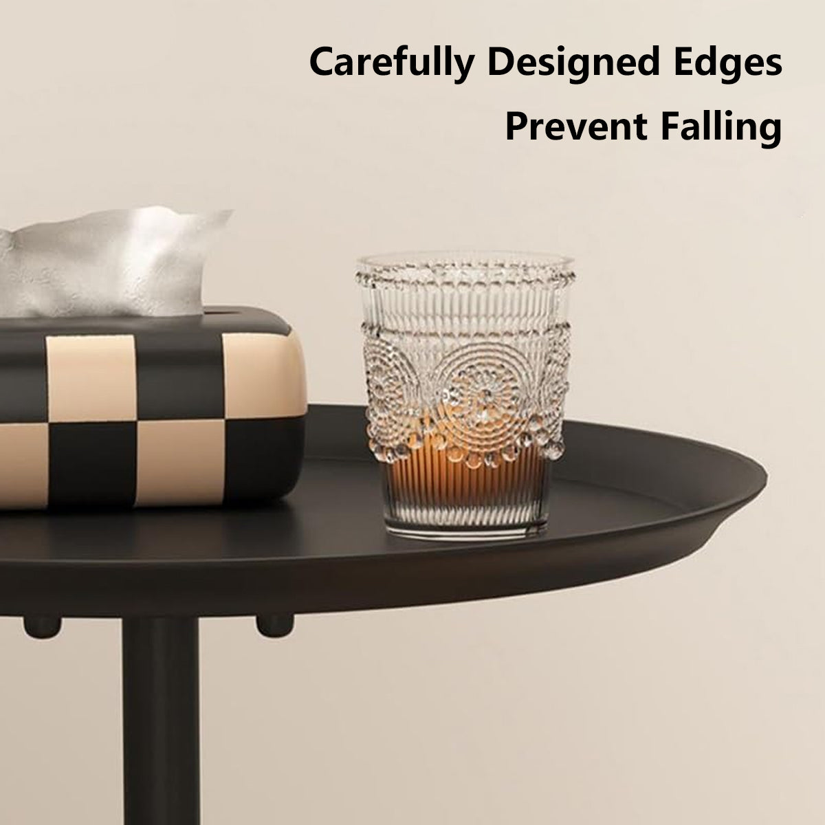 Minimalist Iron Round End Table with Pedestal Base