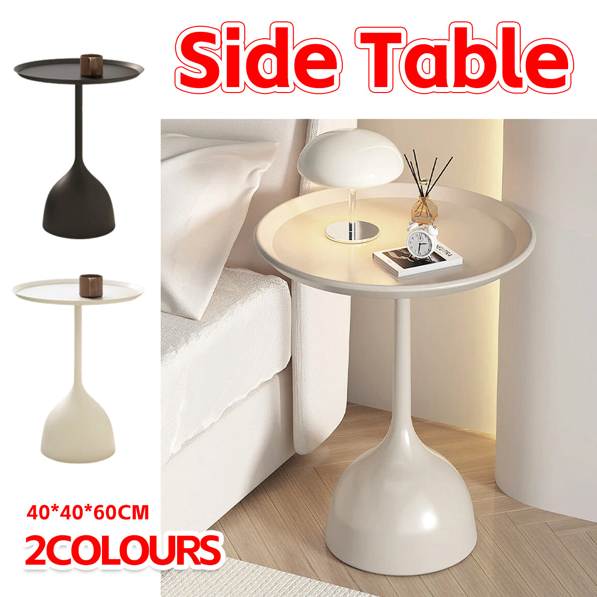 Minimalist Iron Round End Table with Pedestal Base